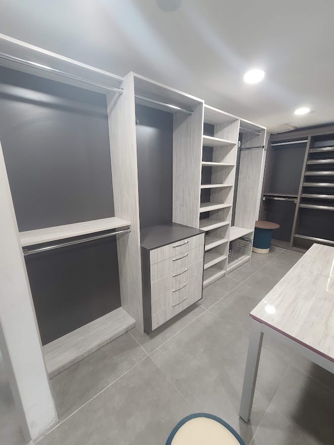 Custom closet shelving and interior trim work