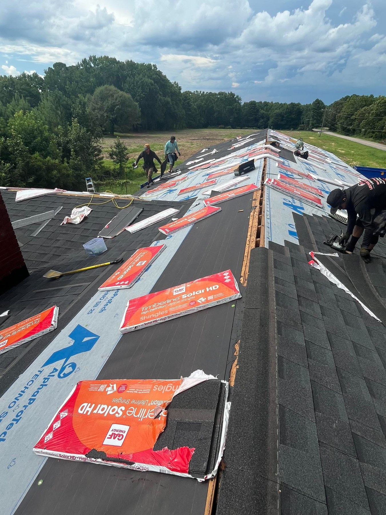 Roofing installation project in progress